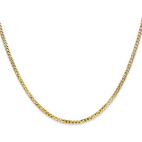 14K Yellow Gold 24" 2.2mm Flat Beveled Curb Chain Necklace with Lobster Clasp by Oro Pregiato