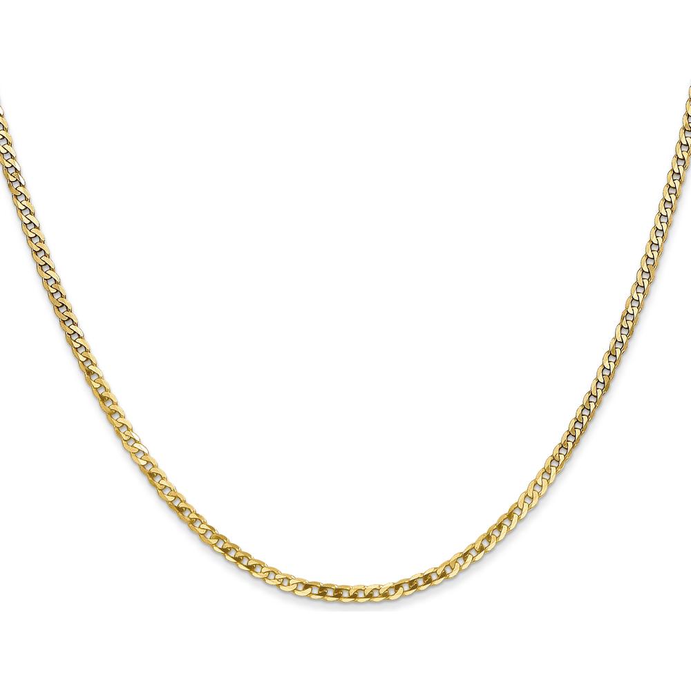 14K Yellow Gold 24" 2.2mm Flat Beveled Curb Chain Necklace with Lobster Clasp by Oro Pregiato