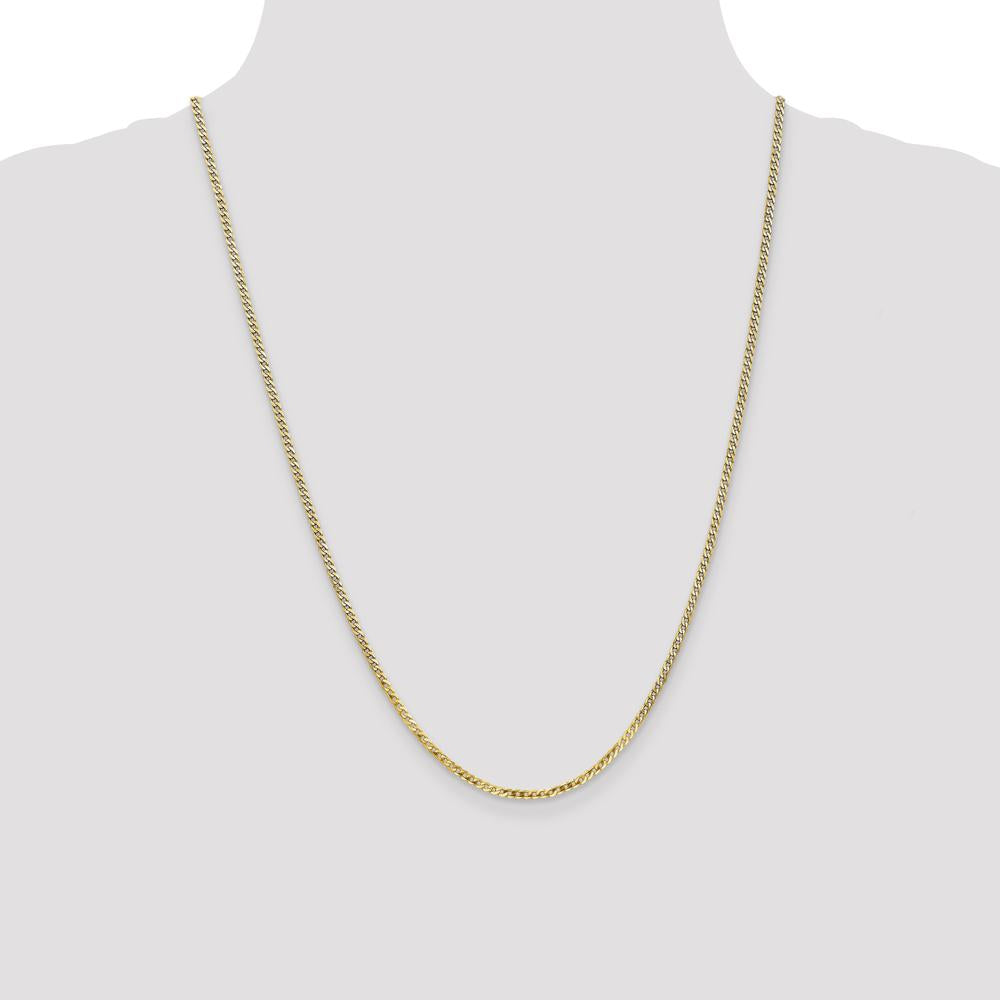 14K Yellow Gold 24" 2.2mm Flat Beveled Curb Chain Necklace with Lobster Clasp by Oro Pregiato