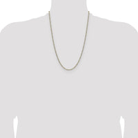14K Yellow Gold 24" 2.3mm Semi-Solid Rhodium Pavé Figaro Chain Necklace by Oro Pregiato