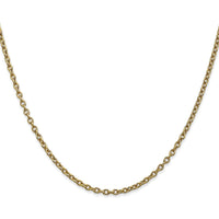 14K Yellow Gold 24" 2.4mm Round Open Link Cable Chain with Lobster Clasp by Oro Pregiato