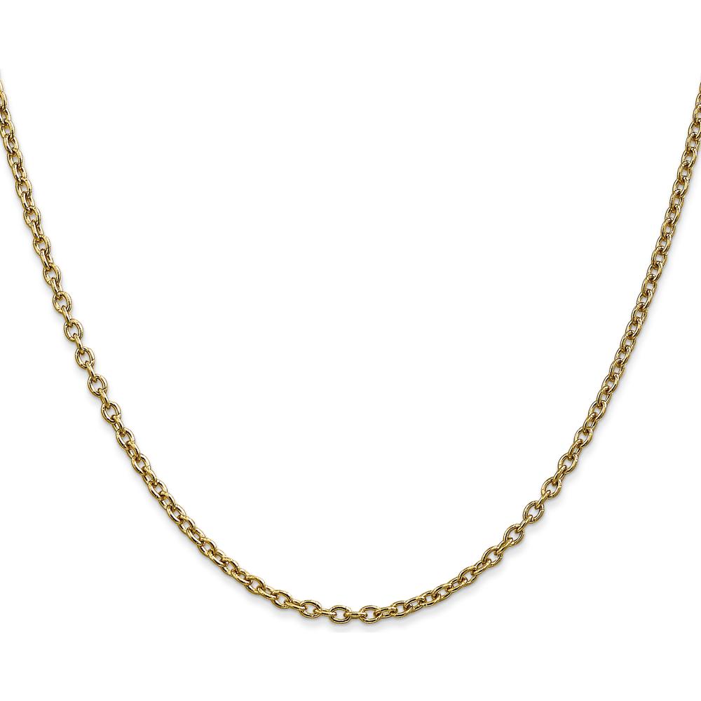 14K Yellow Gold 24" 2.4mm Round Open Link Cable Chain with Lobster Clasp by Oro Pregiato