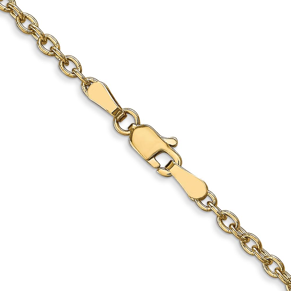 14K Yellow Gold 24" 2.4mm Round Open Link Cable Chain with Lobster Clasp by Oro Pregiato