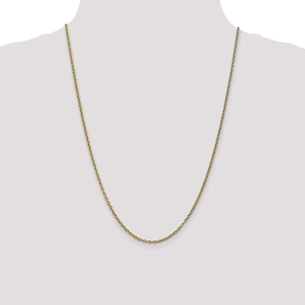 14K Yellow Gold 24" 2.4mm Round Open Link Cable Chain with Lobster Clasp by Oro Pregiato