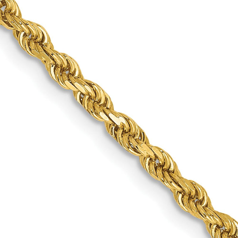 14K Yellow Gold 24" 2.5mm Semi-Solid Diamond-Cut Rope Chain with Lobster Clasp by Oro Pregiato