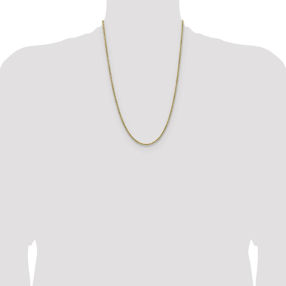 14K Yellow Gold 24" 2.5mm Semi-Solid Diamond-Cut Rope Chain with Lobster Clasp by Oro Pregiato