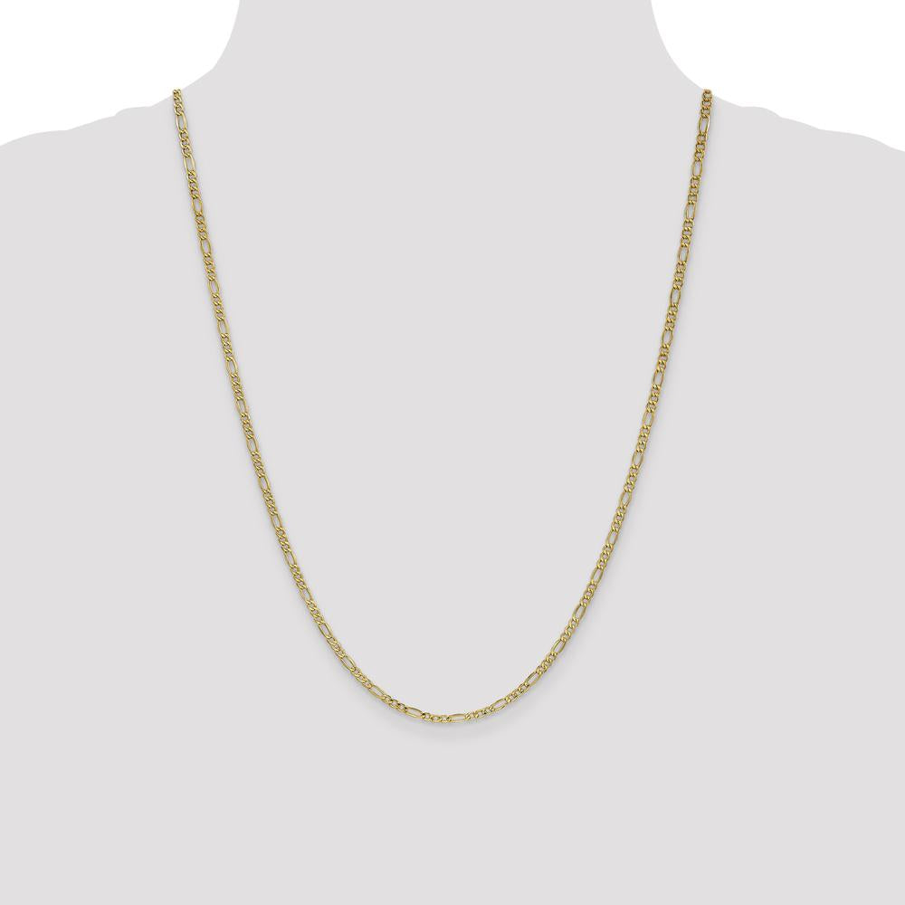 14K Yellow Gold 24" 2.5mm Semi-Solid Figaro Chain with Lobster Clasp by Oro Pregiato