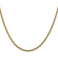 14K Yellow Gold 24" 2.5mm Solid Rope Chain Necklace with Lobster Clasp