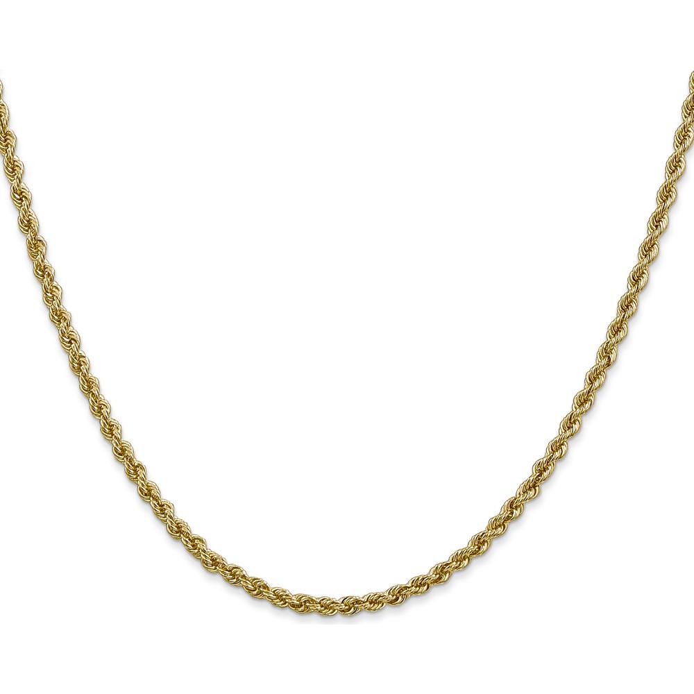 14K Yellow Gold 24" 2.5mm Solid Rope Chain Necklace with Lobster Clasp