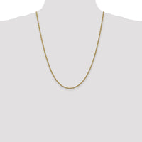 14K Yellow Gold 24" 2.5mm Solid Rope Chain Necklace with Lobster Clasp