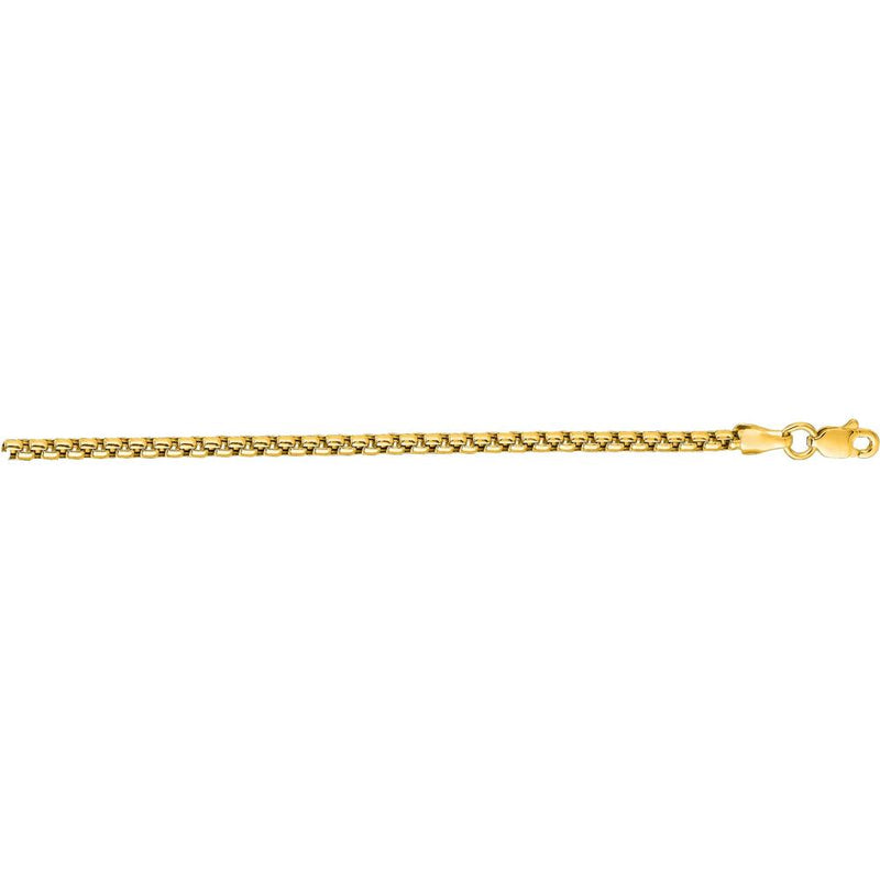 14K Yellow Gold 24" 2.5mm Solid Round Box Chain with Lobster Clasp by Orozza Fine Jewelry