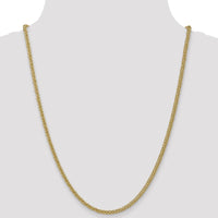 14K Yellow Gold 24" 2.6mm Semi-Solid 3-Wire Wheat Chain with Lobster Clasp by Oro Pregiato