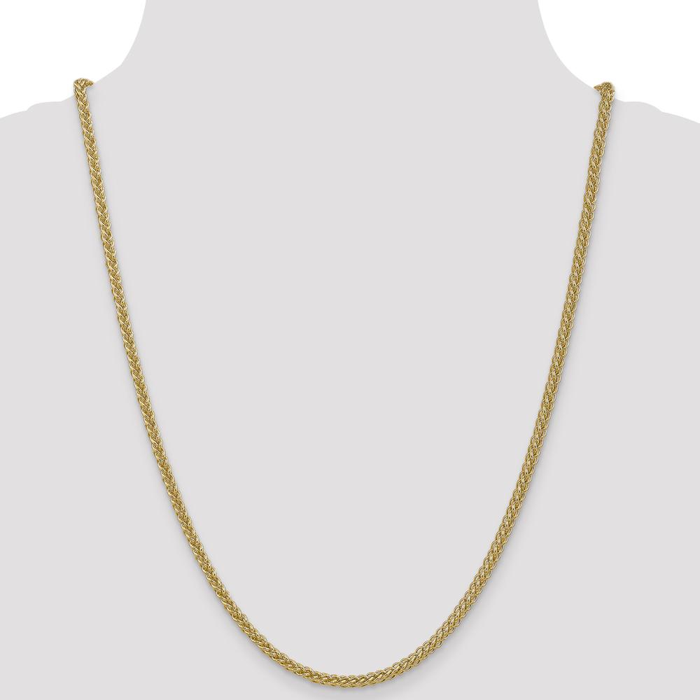 14K Yellow Gold 24" 2.6mm Semi-Solid 3-Wire Wheat Chain with Lobster Clasp by Oro Pregiato