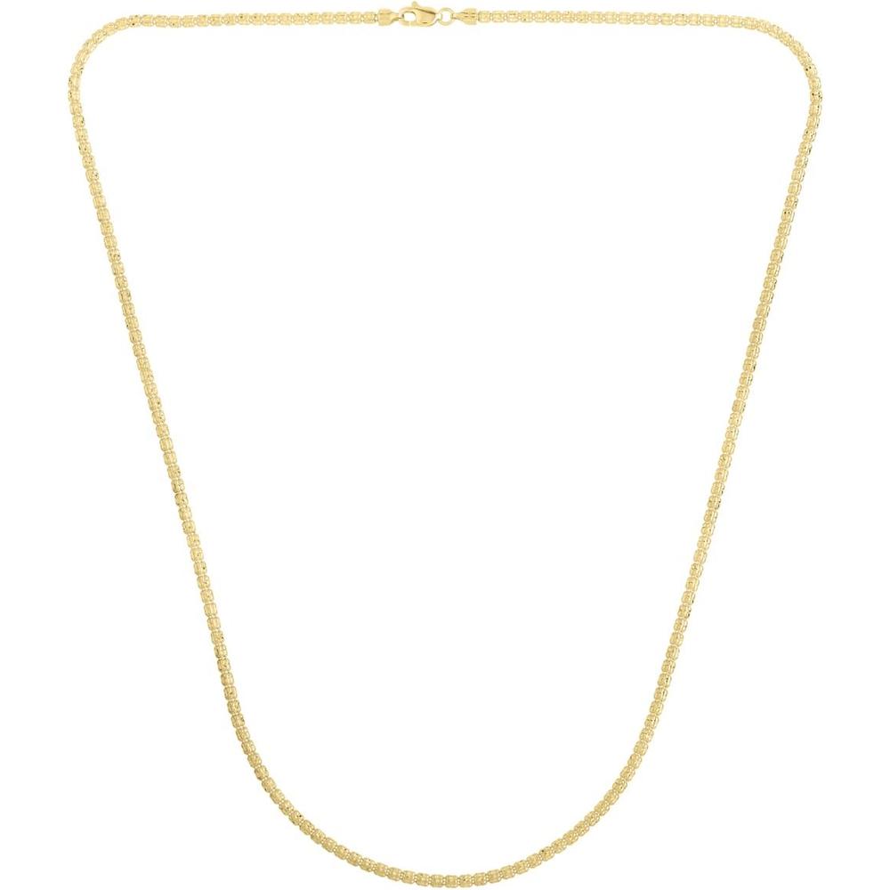14K Yellow Gold 24" 2.74mm Fancy Ice Chain Necklace with Diamond-Cut Textured Finish by Orozza Fine Jewelry