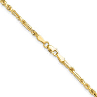 14K Yellow Gold 24" 2.75mm Diamond-Cut Milano Rope Chain Necklace with Polished Fancy Links by Oro Pregiato