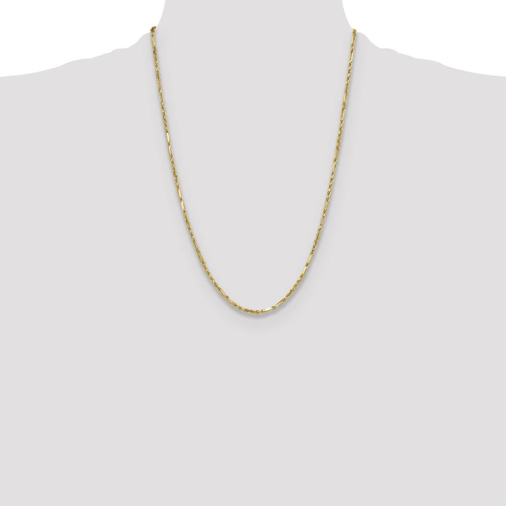14K Yellow Gold 24" 2.75mm Diamond-Cut Milano Rope Chain Necklace with Polished Fancy Links by Oro Pregiato