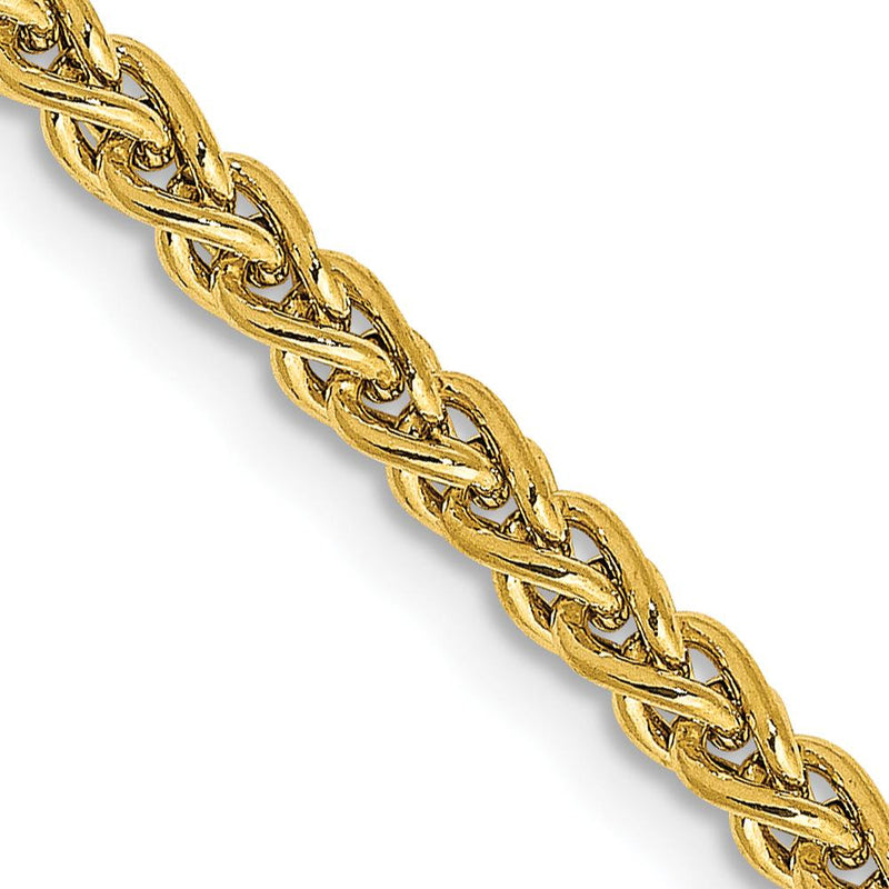 14K Yellow Gold 24" 2.75mm Semi-Solid Wheat Chain with Lobster Clasp by Oro Pregiato