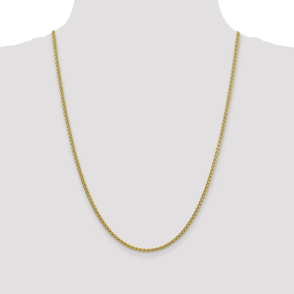 14K Yellow Gold 24" 2.75mm Semi-Solid Wheat Chain with Lobster Clasp by Oro Pregiato