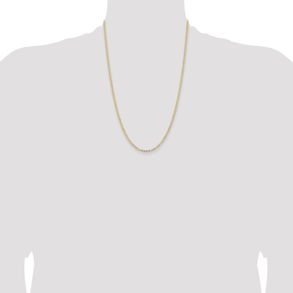 14K Yellow Gold 24" 2.85mm Semi-Solid Curb Chain Necklace with Lobster Clasp by Oro Pregiato
