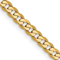 14K Yellow Gold 24" 2.9mm Flat Beveled Curb Chain Necklace with Lobster Clasp by Oro Pregiato