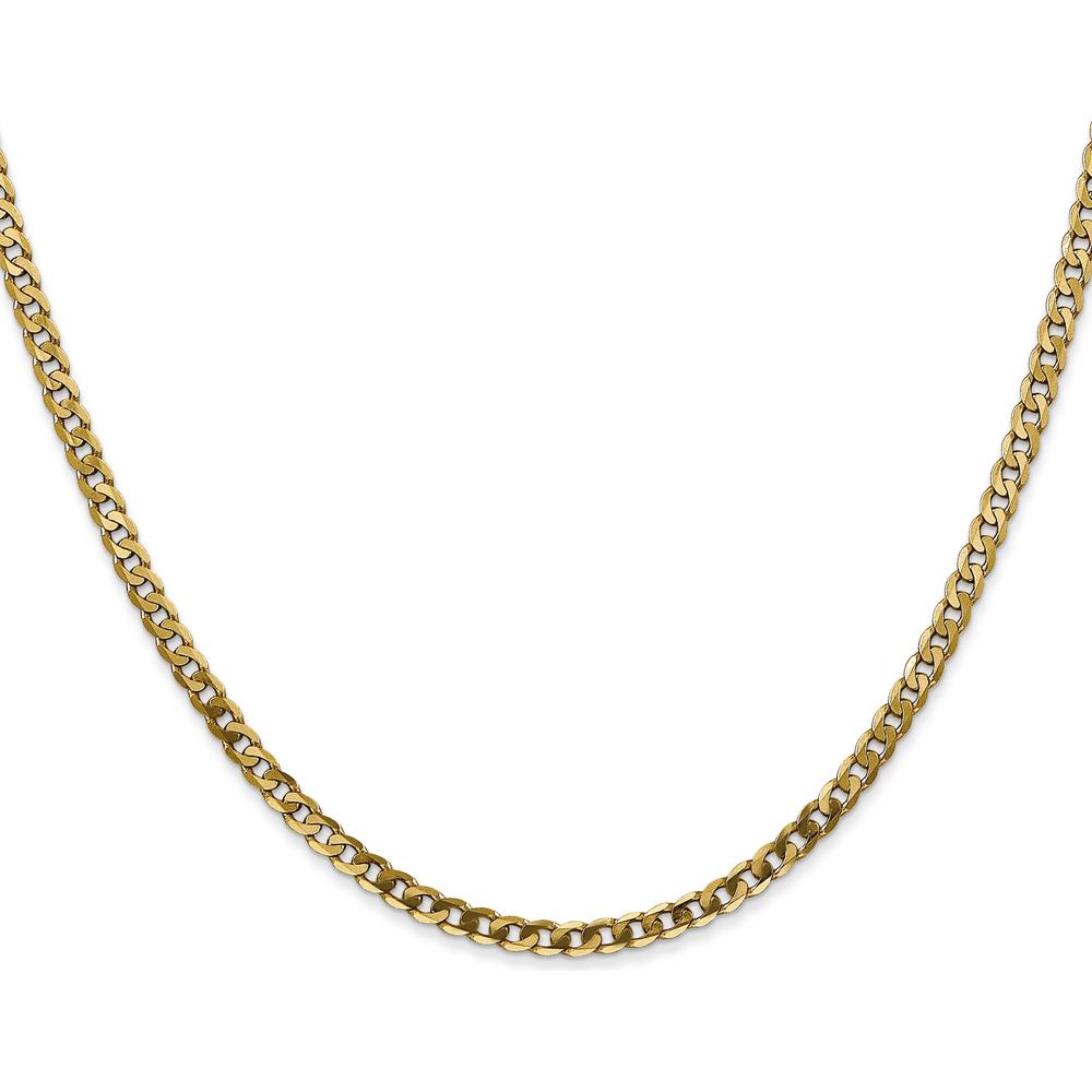 14K Yellow Gold 24" 2.9mm Flat Beveled Curb Chain Necklace with Lobster Clasp by Oro Pregiato