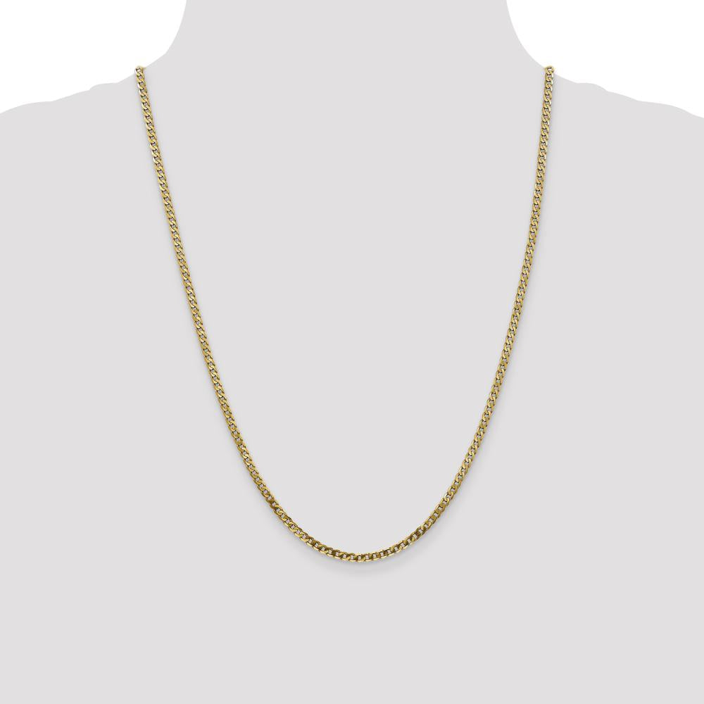 14K Yellow Gold 24" 2.9mm Flat Beveled Curb Chain Necklace with Lobster Clasp by Oro Pregiato