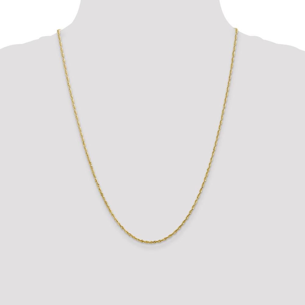 14K Yellow Gold 24" 2mm Ultra Diamond-Cut Rope Chain Necklace by Oro Pregiato