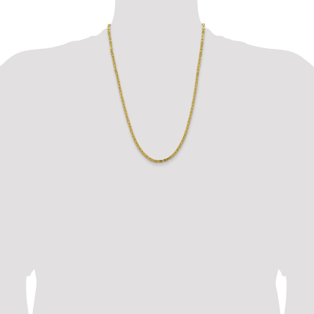 14K Yellow Gold 24" 3.25mm Byzantine Chain with Lobster Clasp by Oro Pregiato