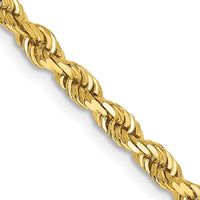 14K Yellow Gold 24" 3.35mm Diamond-Cut Rope Chain with Lobster Clasp by Oro Pregiato