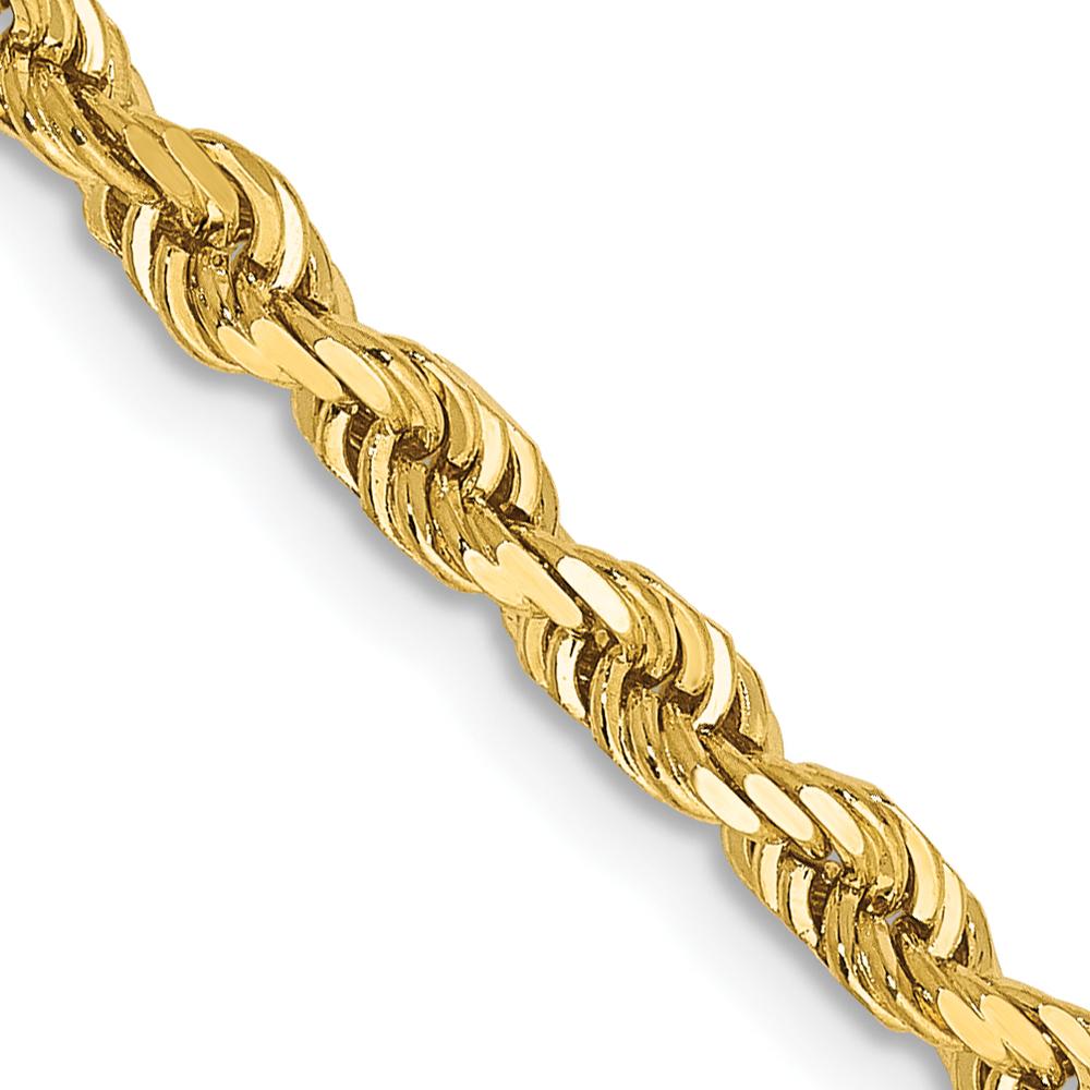 14K Yellow Gold 24" 3.35mm Diamond-Cut Rope Chain with Lobster Clasp by Oro Pregiato