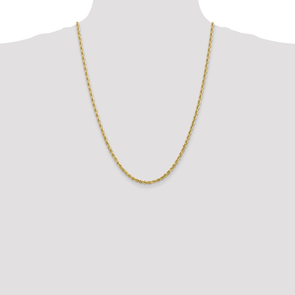 14K Yellow Gold 24" 3.35mm Diamond-Cut Rope Chain with Lobster Clasp by Oro Pregiato