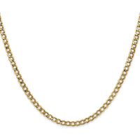 14K Yellow Gold 24" 3.35mm Semi-Solid Curb Chain with Lobster Clasp - Lightweight, Polished Finish by Oro Pregiato