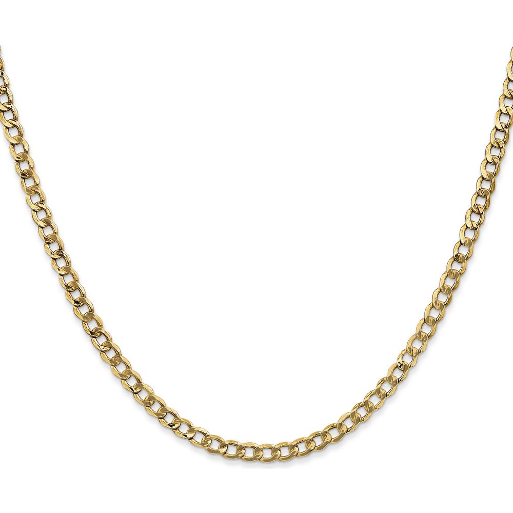 14K Yellow Gold 24" 3.35mm Semi-Solid Curb Chain with Lobster Clasp - Lightweight, Polished Finish by Oro Pregiato