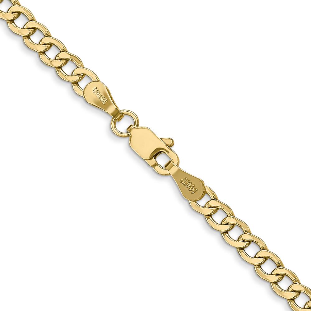 14K Yellow Gold 24" 3.35mm Semi-Solid Curb Chain with Lobster Clasp - Lightweight, Polished Finish by Oro Pregiato