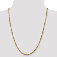 14K Yellow Gold 24" 3.3mm Diamond-Cut Semi-Solid Rope Chain with Lobster Clasp by Oro Pregiato