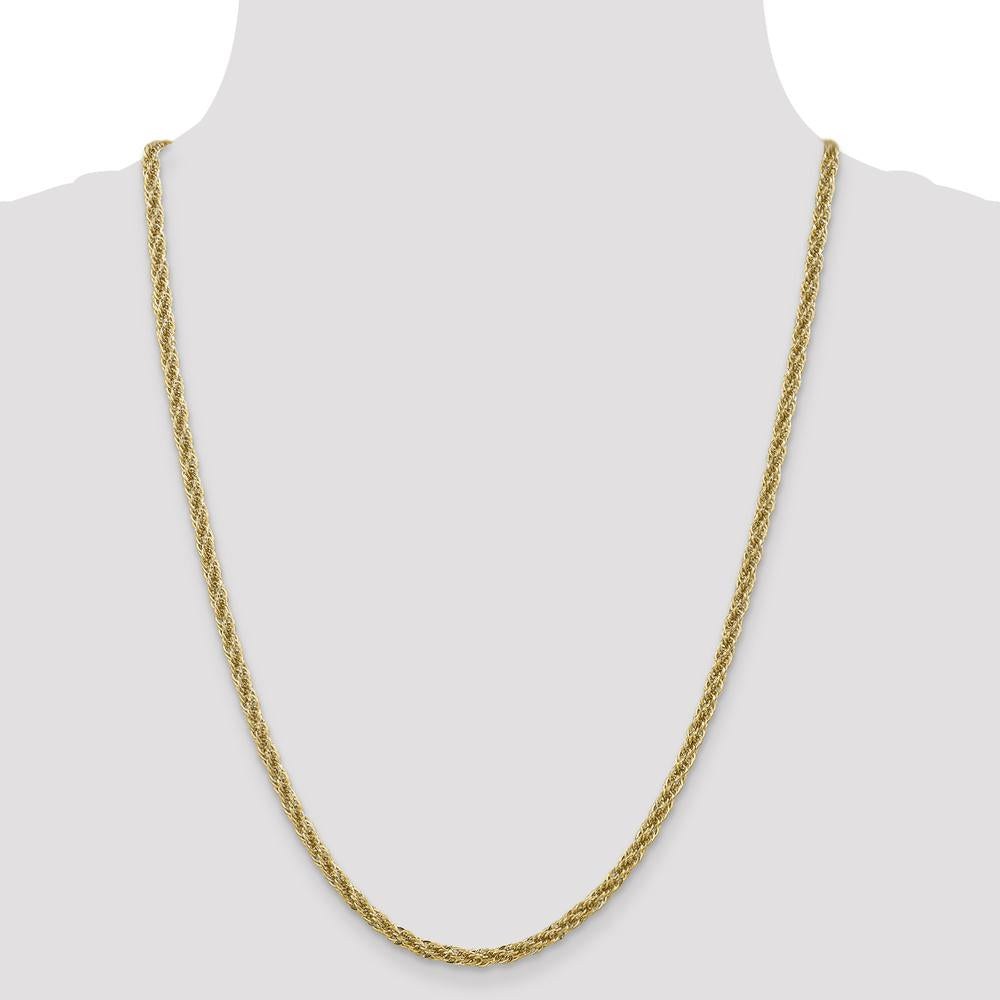 14K Yellow Gold 24" 3.3mm Diamond-Cut Semi-Solid Rope Chain with Lobster Clasp by Oro Pregiato