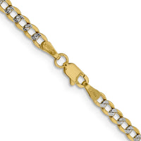 14K Yellow Gold 24" 3.4mm Semi-Solid Rhodium Pavé Curb Chain Necklace with Lobster Clasp by Oro Pregiato