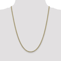 14K Yellow Gold 24" 3.4mm Semi-Solid Rhodium Pavé Curb Chain Necklace with Lobster Clasp by Oro Pregiato