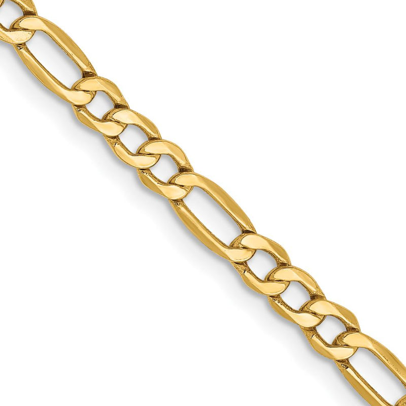 14K Yellow Gold 24" 3.5mm Semi-Solid Figaro Chain Necklace with Lobster Clasp by Oro Pregiato