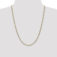 14K Yellow Gold 24" 3.5mm Semi-Solid Figaro Chain Necklace with Lobster Clasp by Oro Pregiato