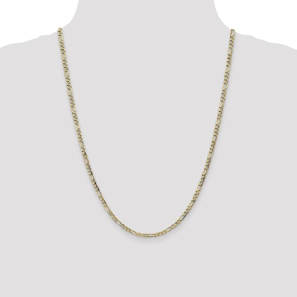 14K Yellow Gold 24" 3.5mm Semi-Solid Figaro Chain Necklace with Lobster Clasp by Oro Pregiato
