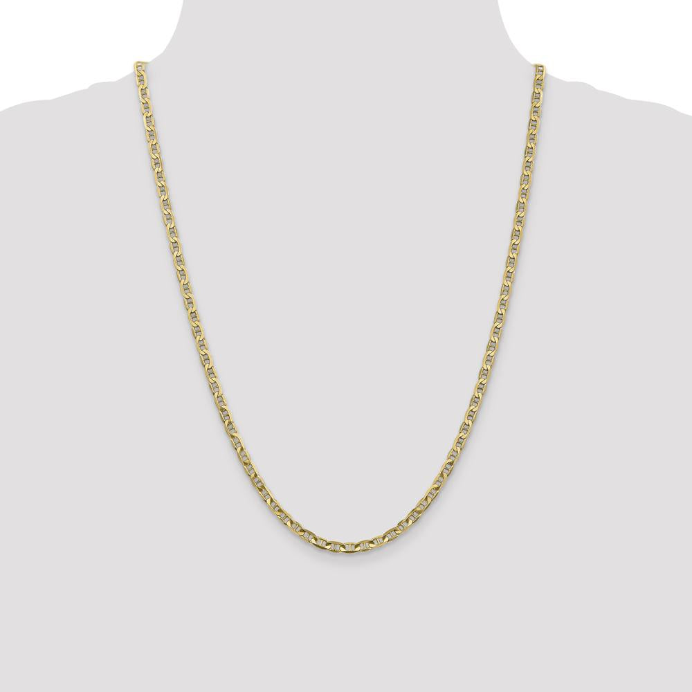14K Yellow Gold 24" 3.75mm Concave Anchor Chain with Lobster Clasp by Oro Pregiato