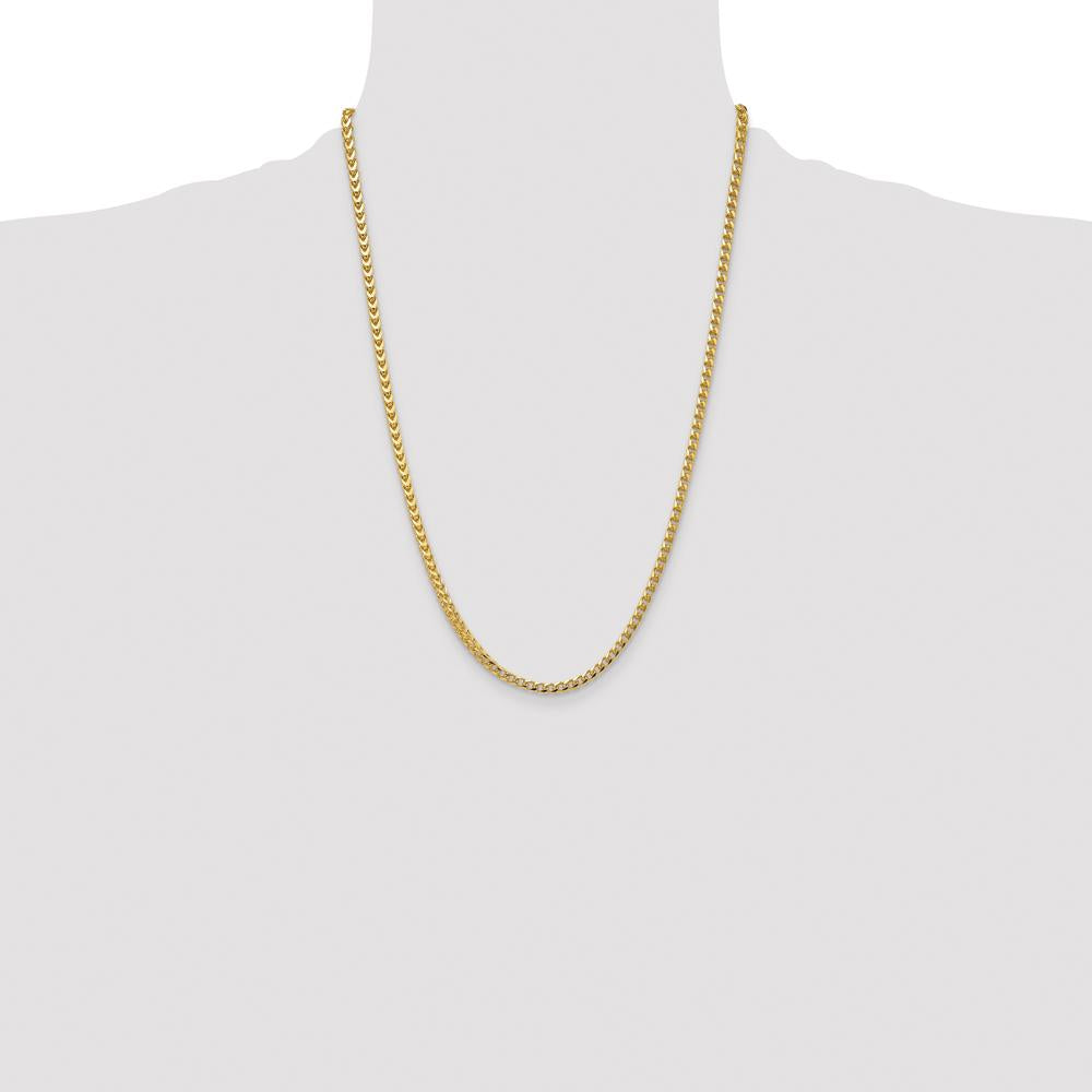 14K Yellow Gold 24" 3.7mm Franco Chain with Fancy Lobster Clasp by Oro Pregiato