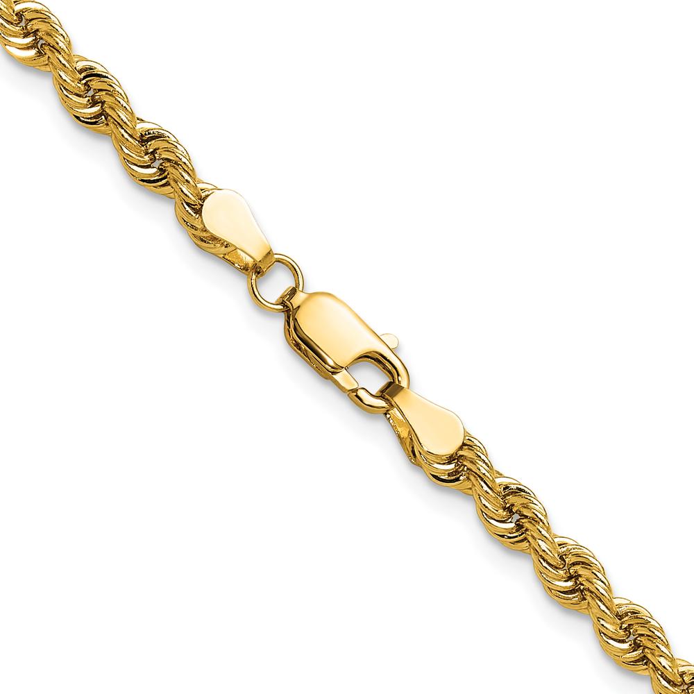 14K Yellow Gold 24" 3.8mm Polished Rope Chain Necklace