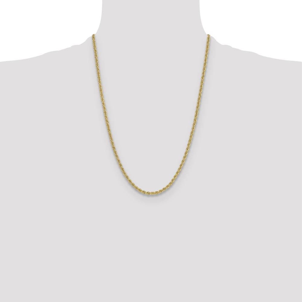 14K Yellow Gold 24" 3.8mm Polished Rope Chain Necklace