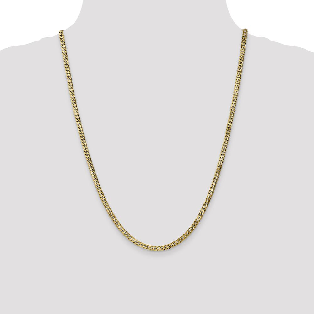 14K Yellow Gold 24" 3.9mm Flat Beveled Curb Chain with Lobster Clasp by Oro Pregiato