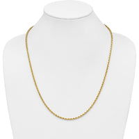 14K Yellow Gold 24" 3mm Diamond-Cut Rope Chain with Lobster Clasp