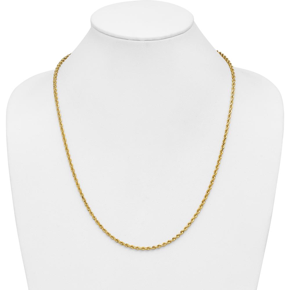 14K Yellow Gold 24" 3mm Diamond-Cut Rope Chain with Lobster Clasp
