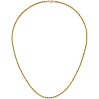 14K Yellow Gold 24" 3mm Diamond-Cut Rope Chain with Lobster Clasp