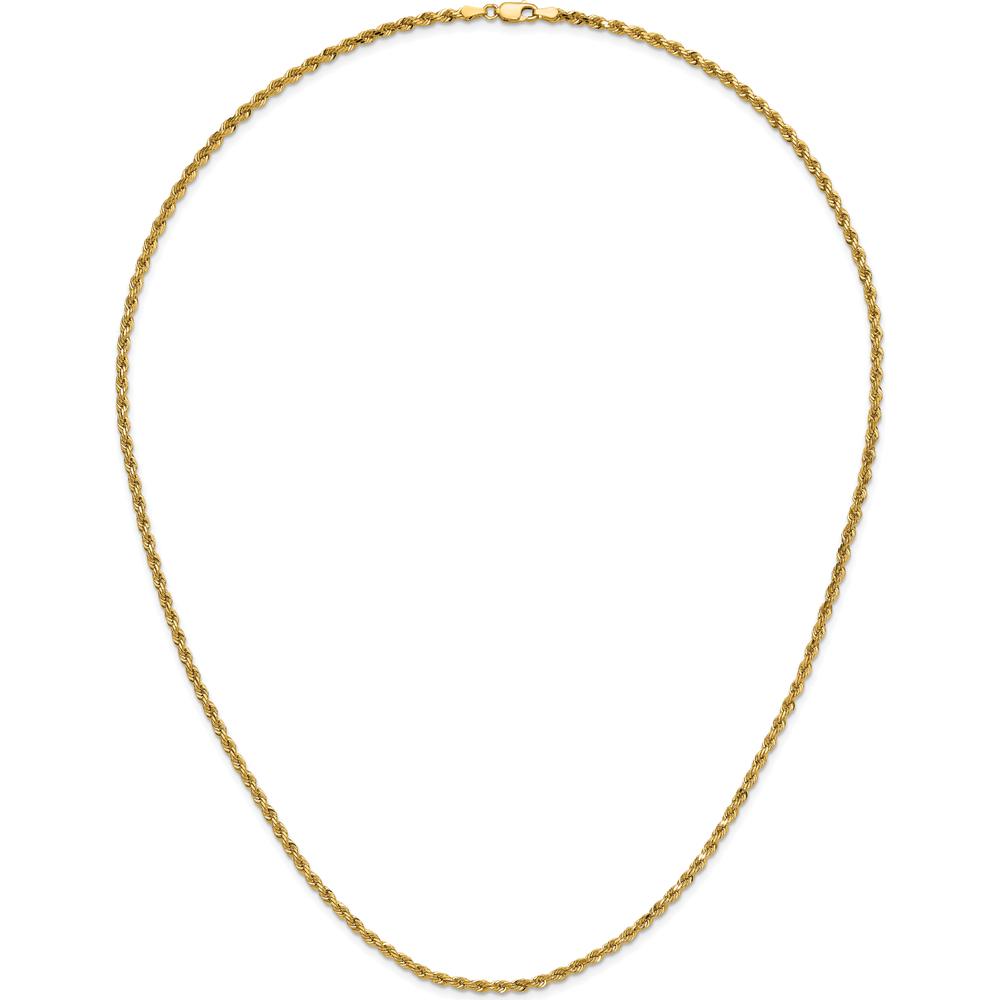 14K Yellow Gold 24" 3mm Diamond-Cut Rope Chain with Lobster Clasp